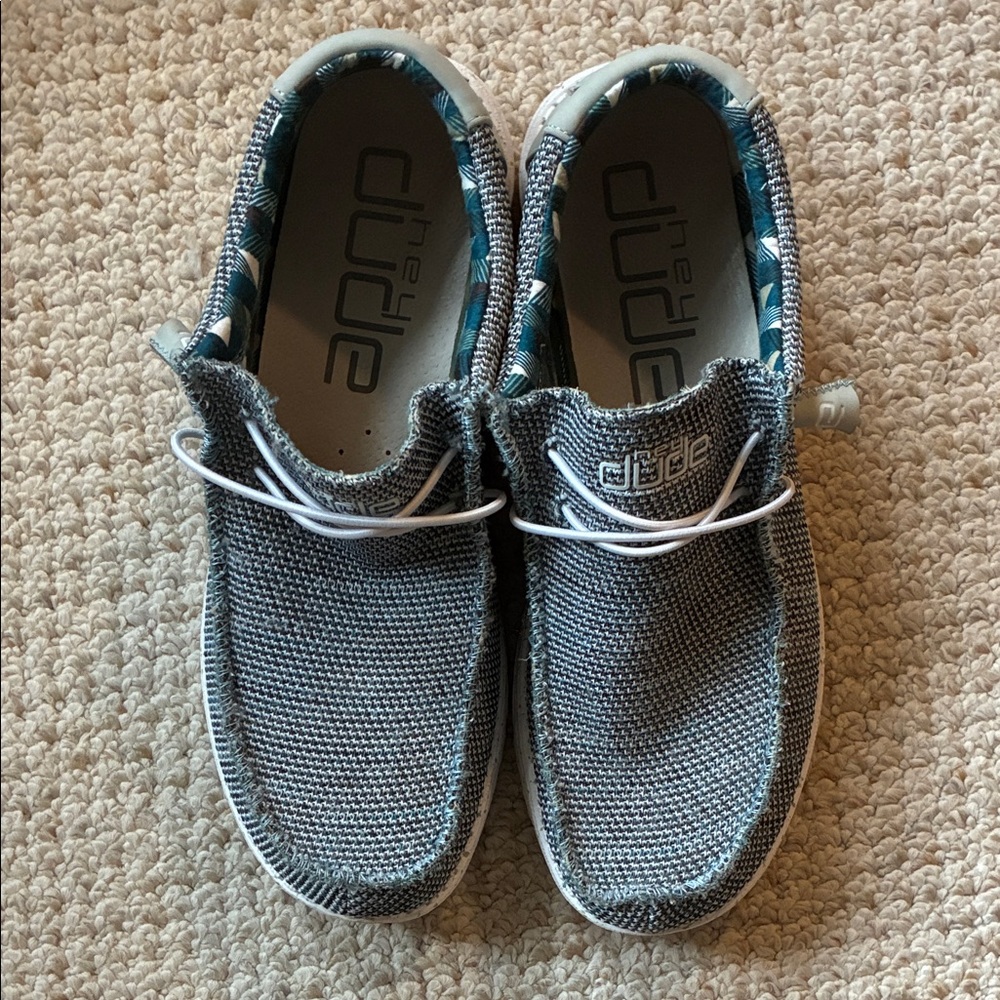 Hey Dude Mens Wally Blue and Gray shoes